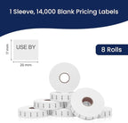 Perco USE by Labels for Monarch 1136 Price Gun - 8 Rolls, 14,000 Marking Labels - with Bonus Ink Roll Included