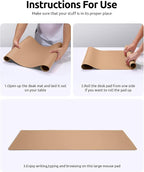 YSAGi Leather Desk Protector, Office Mat, Large Mouse Mat, Non-Slip PU Leather Blotter, Laptop Desk Mat, Waterproof Writing Pad for Office and Home (Khaki, 31.5" x 15.8")