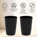 HOLDN’ STORAGE Small Trash Can - Set of 2 Open Top Waste Bin of 1.58 Gallon, Compact Waste Can Perfect for Bathroom, Kitchen, Office, Dorm - Durable Garbage Can - Glossy Black