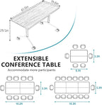 Conference Room Table, Folding Conference Tables,Thicken Grey Tabletop,Flip Top Wooden Seminar Meeting Room Table for Conference Room Offices (10, BlackWoodGrain, 61.0“)