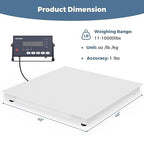48"x48" Industrial Floor Scale, Professional Platform Scale with Digital Indicator, Accurate Weighing Scale for Warehouse Shipping and Industrial Use, 10000 lb x 1 lb, Grey