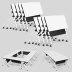 Conference Table, Folding Conference Room Tables, Mobile Training Tables with Silent Wheels, Large Rectangular Modular Seminar Table Office Computer Desks for Classroom White (8Pack L47.2in)