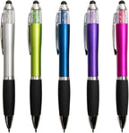 MiSiBao Stylus Pens for Touch Screens, Medium Point Pens with Crystals for Women and Kids Black Ink Pen with Stylus Ballpoint Pens with Comfort Grip for The Ipad (Style-5 Count+3 Refills)