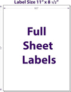 8.5" x 11", 100 Sheets, 100 Printable White Sticker Paper, Full Sheet Shipping Labels for Laser & Inkjet Printers, Letter Size