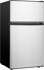 Mini Fridge With Freezer,3.2 Cu.Ft Compact Refrigerator,Mini Refrigerator With 2 Doors For Bedroom,Office,Kitchen,Apartment,Dorm(sliver)