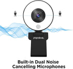 papalook 2K/1080P Webcam with Light and Privacy Cover, PA552 Full HD Streaming Web Camera with Dual Microphones, Plug and Play USB Computer Webcam for PC Laptop Desktop, Mac Zoom Skype Teams