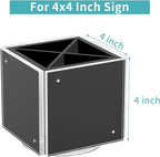 HIIMIEI Acrylic Rotating Pen Holder for Desk, Pencil Holder Picture Frame Holds 4 Family Photos of 4"x4", Desk Pen holder Organizer for Office, Classroom, Home, Kids (Black)