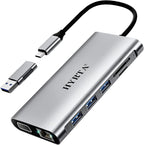 USB C Docking Station,12 in 1 Displaylink USB 3.0 to USB-C Dock Dual Monitor with HDMI,VGA,USB A 3.0,PD3.0, Laptop Docking Station for MacBook Pro&Air/M1/M2/M3/HP and More USB Ports Laptops