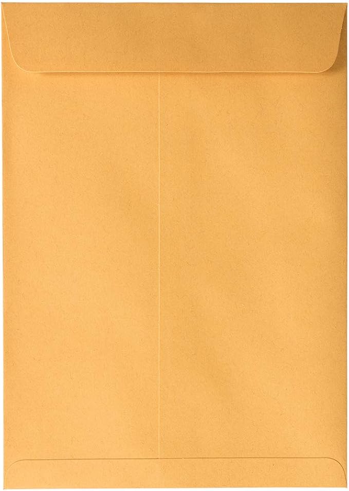 JAM PAPER 7 1/2 x 10 1/2 Open End Catalog Envelopes with Peel and Seal Closure - Brown Kraft Manila - Bulk 500/Carton