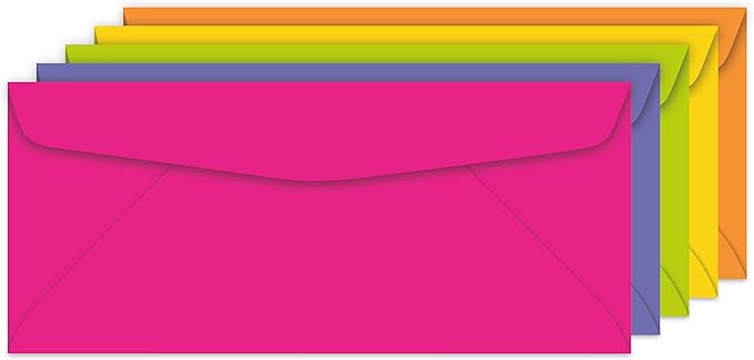 Astrobrights Color 10 Envelopes, 4.125" x 9.5", 24 Lb/89 Gsm, "Happy" 5-Color Assortment, 200 Pack (92109)