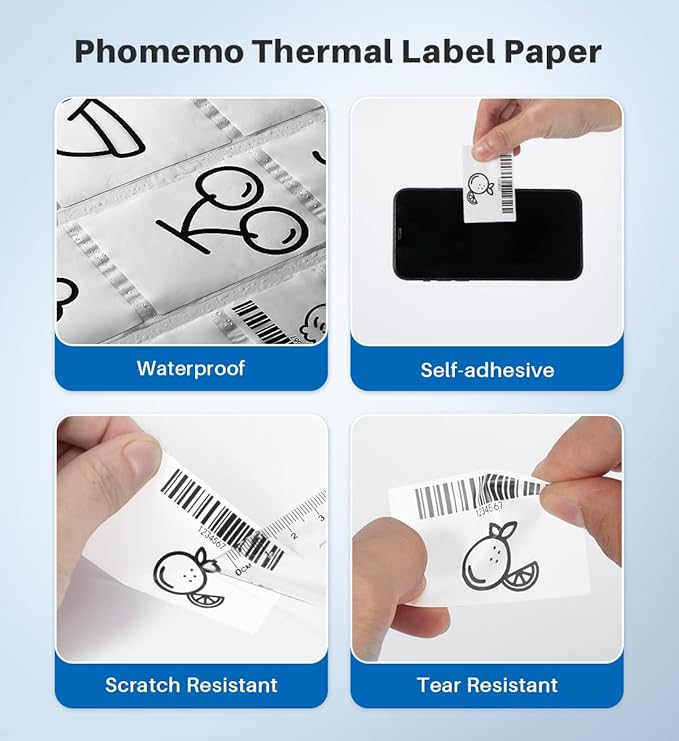 Phomemo M220/M250/M200/M221/M260 Thermal Label,Multi-Purpose White Self-Adhesive Label Sticker, 2.75" X 3.14" (70 * 80mm),Suitable for Address, Shipping, Small Business and More, 3 Rolls