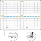 JILoffice Magnetic Dry Erase Calendar Whiteboard, 4 Month White Board Planner 48 X 36 Inch, Silver Aluminum Frame Wall Mounted Board for Office Home and School