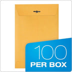 Quality Park 7 x 10 Clasp Envelopes, Clasp and Gummed Closures for Storing or Mailing, 28 lb Kraft Paper, 100 per Box (QUA37868)