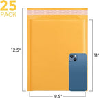 Fuxury Kraft Bubble Mailers 8.5x12 Inch 25 Pack, Strong Adhesion Padded Envelopes #2,Self Seal Bubble Envelopes, Padded Mailers,Book Mailer Packaging for Small Business,Yellow