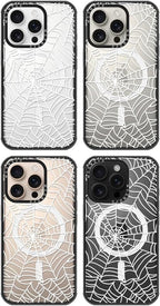 MOSNOVO Magnetic Case for iPhone 16 Pro, 10ft Military-Grade Protection, Compatible with Magsafe, Shockproof Phone Case for iPhone 16 Pro - Spider Web - Clear Black