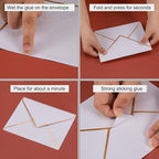 50 Pack A7 Envelopes 5 x 7 Card Envelopes Self-Adhesive V Flap Envelopes with Gold Border for Office, Wedding Gift Cards, Invitations, Graduation, Baby Shower, Parties (White)