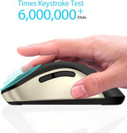 memzuoix 2.4G Wireless Mouse, 1400 DPI Computer Mice with USB Receiver, Portable Wireless USB Battery Powered Cordless Mouse for Laptop, PC, Desktop, 5 Buttons (Black Gold)