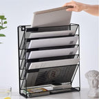 Kuntine.B 6-Tier Wall File Organizer Hanging File Organizer Cubicle Organizer Wall File Holder for Office Home, Black