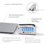 Digital Shipping Scales 440 pounds, Stainless Steel Heavy Duty Postal Scale for Warehouses, Homes, Offices, and Courier Companies, Including Product Manuals and adapters