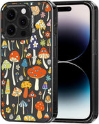 MOSNOVO Case for iPhone 14 Pro, [10ft 4X Military-Grade Drop Protection] Durable & Shockproof Phone Case Cover Design for iPhone 14 Pro - Mushroom Art - Clear Black