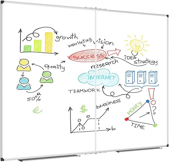 XBoard Magnetic Whiteboard 60 x 48 Inch, Dry Erase Board for Wall with Silver Aluminum Frame Foldable Presentation Board