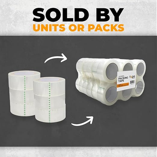 WOD CST20WBA Tan Packing Tape - 2" in. x 60 Yards Per Roll (6 Rolls) - Strong Heavy-Duty Industrial Shipping Box Packaging Tape for Moving, Office, & Storage