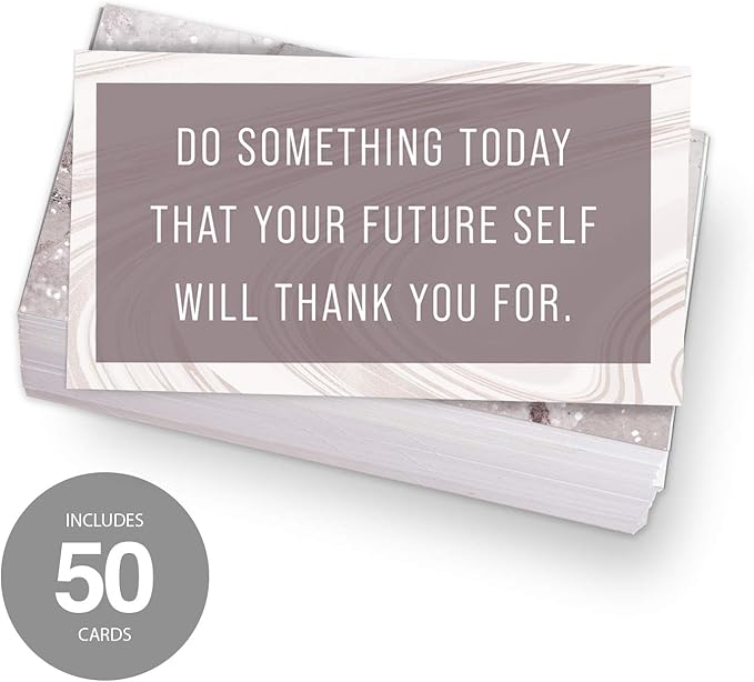 Canopy Street Marble Quartz Daily Gratitude Cards / 50 Motivational Kindness Cards / 25 Inspirational Quote Card Designs / 2.5” x 3” Uplifting Business Cards