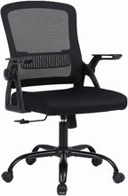 Office Chair, Ergonomic Desk Chair with Lumbar Support, Breathable Mesh Chair with Flip-up Armrests and Mid Back, Comfy Task Computer Height Adjustable Swivel Chair (1, Black)