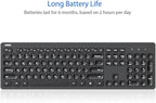 Arteck 2.4G Wireless Keyboard Ultra Slim Full Size Keyboard with Numeric Keypad and Media Hotkey for Computer/Desktop/PC/Laptop/Surface/Smart TV and Windows 11/10/ 8/7
