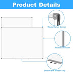 Lockways Large 60" x 40" Magnetic Dry Erase White Board - Wall Mounted Whiteboard with Pen Tray, Aluminum Message Presentation Memo Board for Office & School