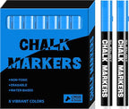 SILENART Chalk Markers - Vibrant 8 Pack - Dry Erase Markers Pen - Liquid Chalk Markers for Blackboard Chalk Board Windows Glass Acrylic Calendar Board - Erasable Chalk Marker (Blue)