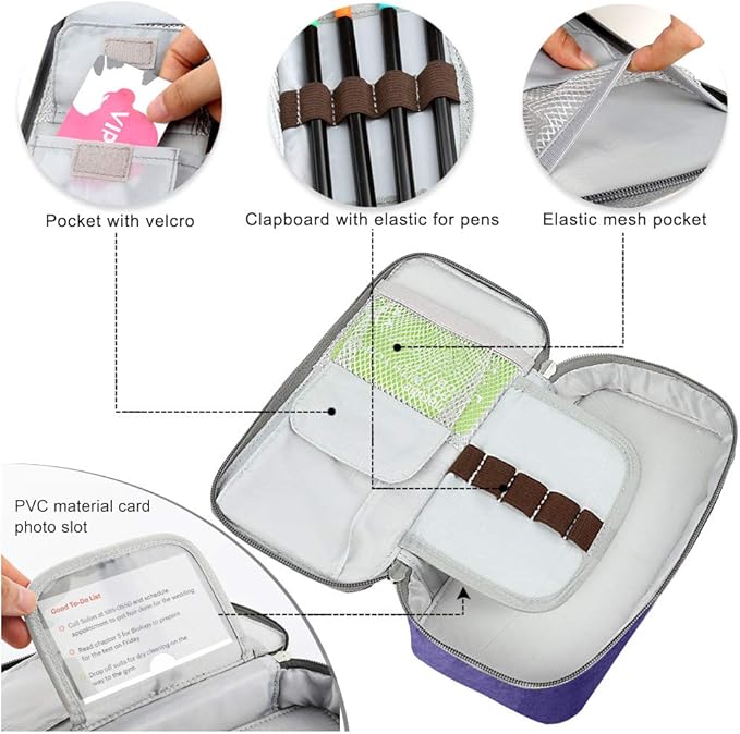 Homecube Big Capacity Pencil Case Oxford Cloth Bag Storage Pouch Marker Pen Pencil Cute Stationery Organizer Bag Holder with Zipper for Middle High School & Office Boy Girl Teen