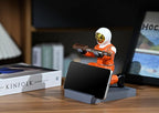 Astronaut Resin Pen Holder, Mobile Phone Stand, Device Stand, Desk Organizer Decorative Pen Holder (Orange&Golden)
