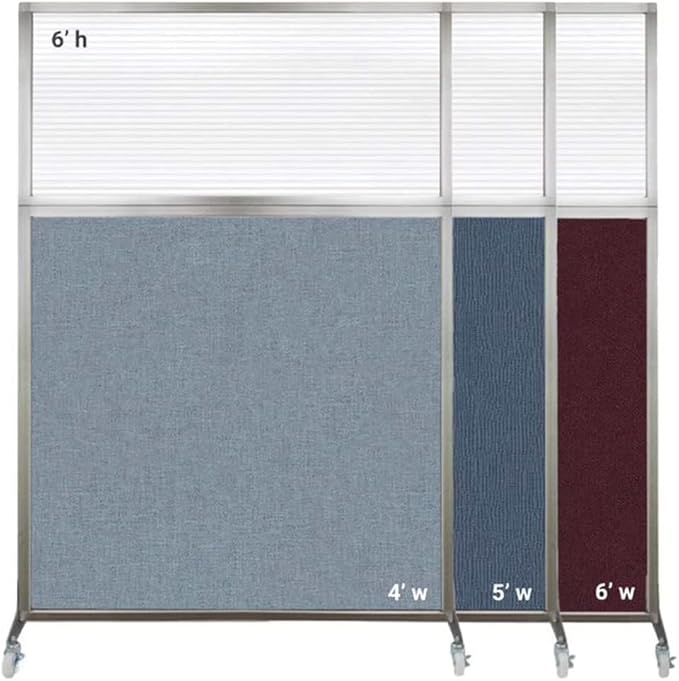 Versare Hush Screen Portable Room Divider | Workstation Wall Divider | Freestanding Privacy Hush Panels | Clear Windows | Fabric Office Divider Screen | Great for Room Separation