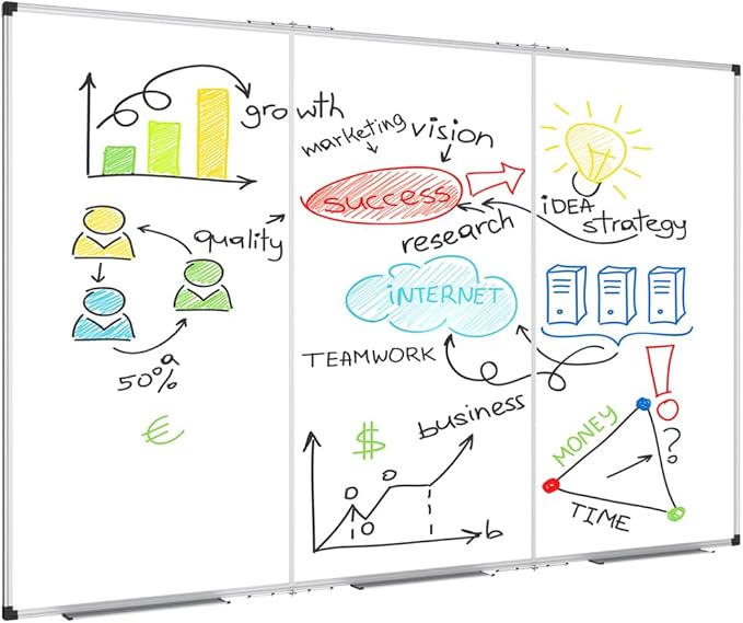 XBoard Magnetic Whiteboard 72 x 48 Inch, 6'x4' Dry Erase Board with Aluminum Frame | Foldable Wall-Mounted Whiteboard for Home Office, Classroom, Conference Room