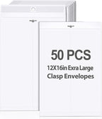 Geyee 50 Pcs 12 x 16 Inch White Manilla Clasp Envelopes Letter Size Mailing Envelopes with Clasp Closure for Filing Storing Documents Office Home Business School