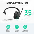 Yealink BH70 Mono Wireless Headset with Mic for Work, Bluetooth Headphone Teams Certified, up to 35h Talk Time, 91g Lightweight Comfort, USB-C to A