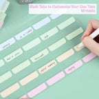 475 PCS Sticky Tabs, 10 Sheets, 3 Sizes Divider Tabs Stickers, Writable Index Tabs, Repositionable Tape Flags for Books, Binders and File Folders