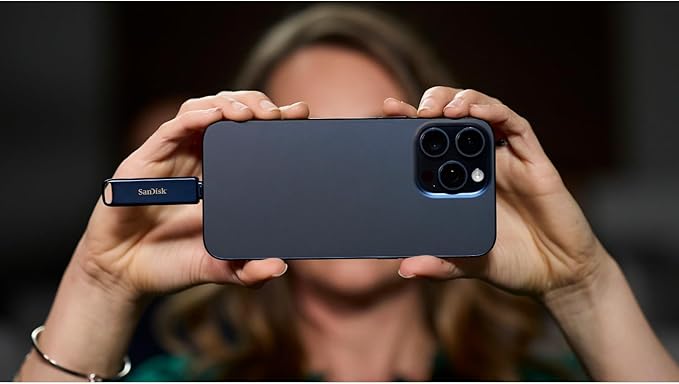 SanDisk 128GB Phone Drive for iPhone- Works with iPhone 15 and Newer (USB-C Connector) and iPhone 14 and Older (Lightning Connector), Metallic Sky - SDIXD0N-128G-GN6N