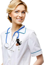 Halloween Badge Reels Retractable ID Name Badge Holder Cute Black Cat with Pumpkin Acrylic Badge Clip with Alligator Clip for Nurses Doctors Office Worker Social Worker Student Supplies