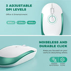 Wireless Keyboard and Mouse, Vssoplor 2.4GHz Rechargeable Compact Quiet Full-Size Keyboard and Mouse Combo with Nano USB Receiver for Windows, Laptop, PC, Notebook-Blackish Green