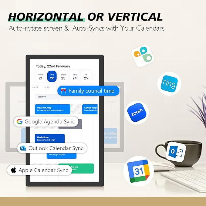 27 inches Touchscreen Digital Calendar & Wall Planners,Downloadable APP, Smart Whiteboard Calendar for Chore Chart & Work Schedule, Built in Speakers and Camera, Include Wall Mount & Desk Stand