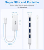 USB 3.0 Hub,4 Port USB Splitter Extender Portable Adapter Multiport Data Hub for Laptop,Xbox, Flash Drive,HDD,Console,Camera,Keyborad,Mouse Windows,Mac OS PC,Not Designed to Charge Devices-White