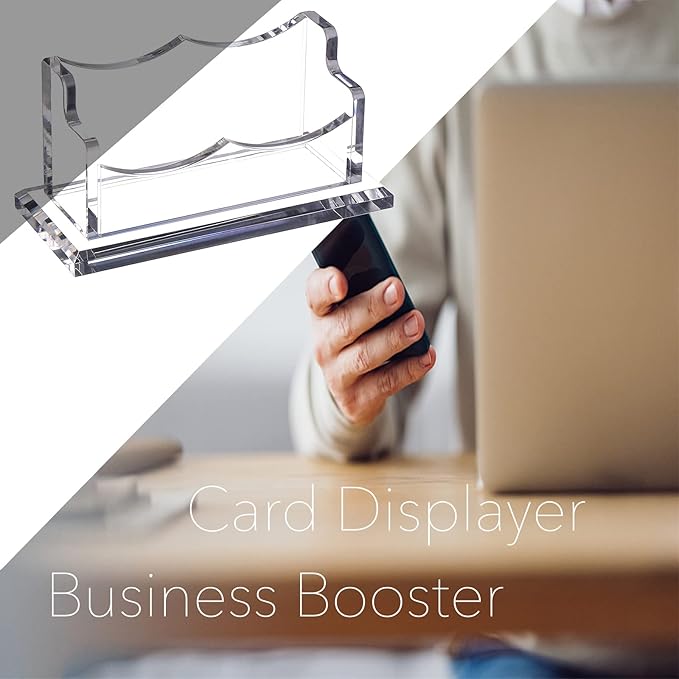 2 Packs Acrylic Business Card Holders for Desk, Horizontal Clear Business Name Card Display Stand, Desk Accessory Business Name Card Organizer (Horizontal, 1-Slot)