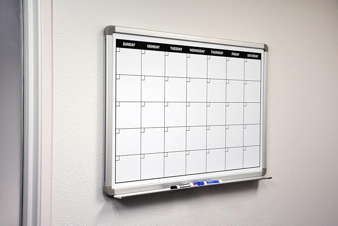 Month Calendar Dry-Erase Scheduling Whiteboard 36" x 24"