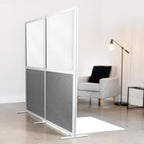 VIVO Modular Wall System, 2 PET and Whiteboard Panels, Professional Office Cubicle Dividers, Freestanding Privacy-Screen, 66 inches High, White and Dark Gray, PP-MWS63WB