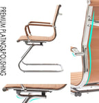 Office Desk Chair No Wheels Set of 6 PU Leather Computer Chairs Mid Back Guest Chairs for School Reception Conference Waiting Room, Terracotta