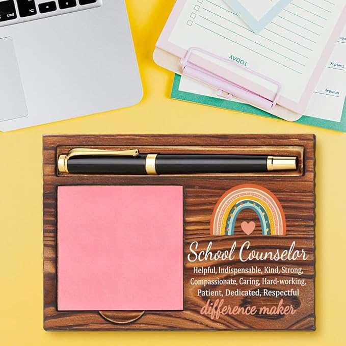 School Counselor Sticky Note Holder, Thank You School Counselor Gifts, School Counselor Appreciation Gifts, School Counselor Office Decor Self-Stick Note Pad Holders YB367
