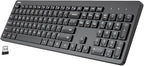 Arteck 2.4G Wireless Keyboard Ultra Slim Full Size Keyboard with Numeric Keypad and Media Hotkey for Computer/Desktop/PC/Laptop/Surface/Smart TV and Windows 11/10/ 8/7