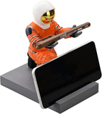 Astronaut Resin Pen Holder, Mobile Phone Stand, Device Stand, Desk Organizer Decorative Pen Holder (Orange&Golden)